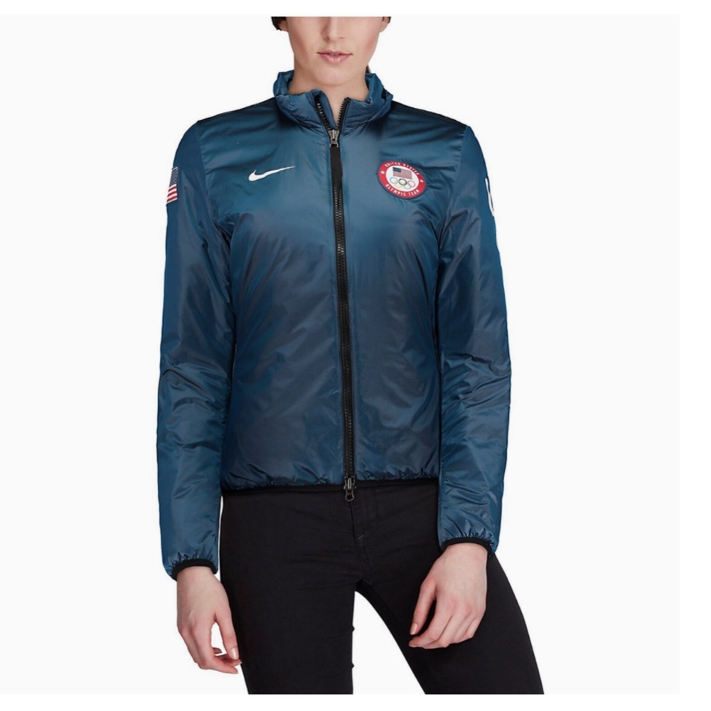 Nike Women's Navy Blue Ski Jacket with Team Patch